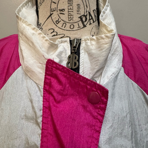Vintage Bill Blass 90s Windbreaker Jacket Size L Pink White Color Block Women's - Picture 4 of 7